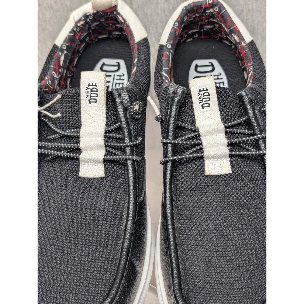 HEY DUDE Wally Golf Essentials Mens Size 11 Black White Slip On Shoes 43217-066